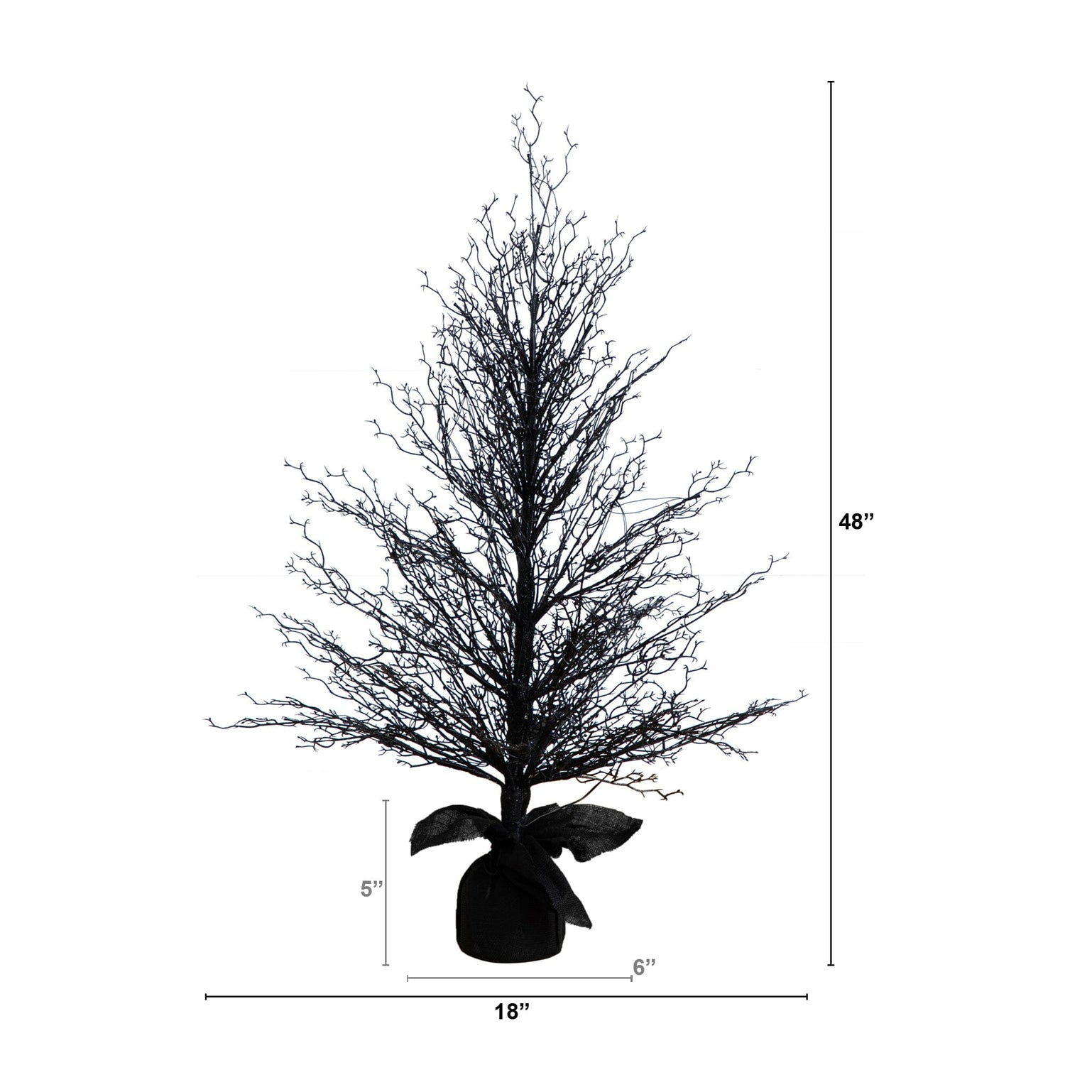 4’ Pre-Lit Halloween Black Twig Artificial Fall Tree in Burlap Planter with 63 Warm White LED Lights