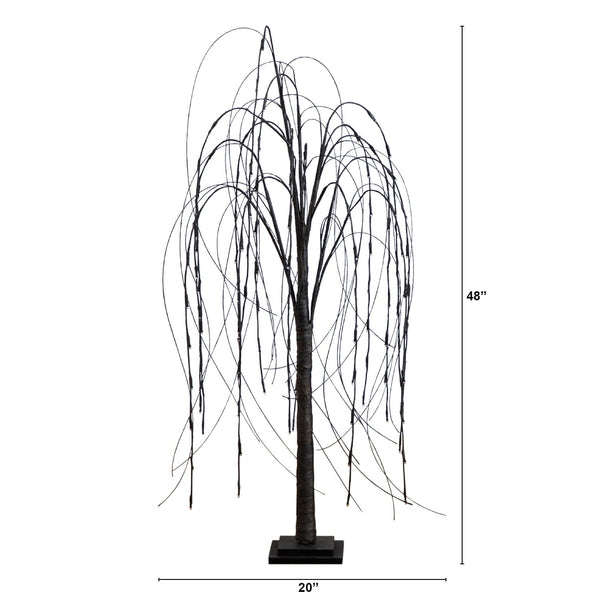 4’ Pre-Lit Halloween Black Willow Artificial Fall Tree with 120 Orange & Purple LED Lights