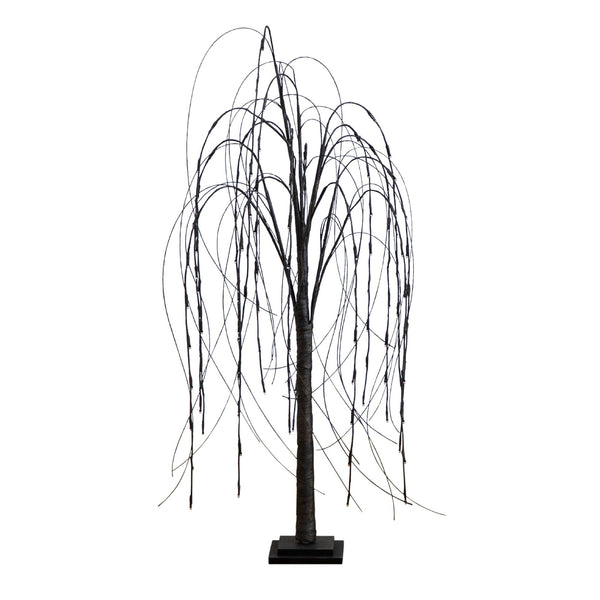 4’ Pre-Lit Halloween Black Willow Artificial Fall Tree with 120 Orange & Purple LED Lights