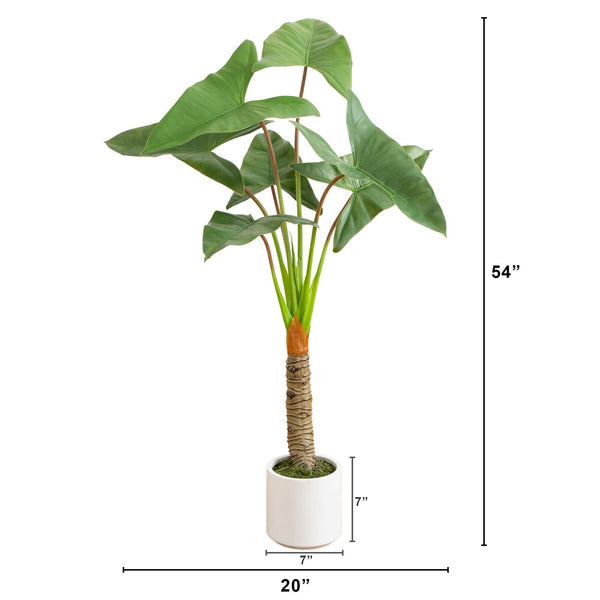 4.5’ Artificial Arrowhead Philodendron in White Decorative Planter