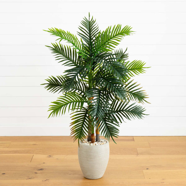 5’ Areca Palm Artificial Tree in Sand Colored Planter (Real Touch)