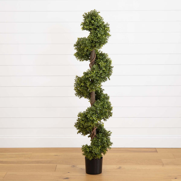 5’ Boxwood Topiary Spiral Artificial Tree (Indoor/Outdoor)