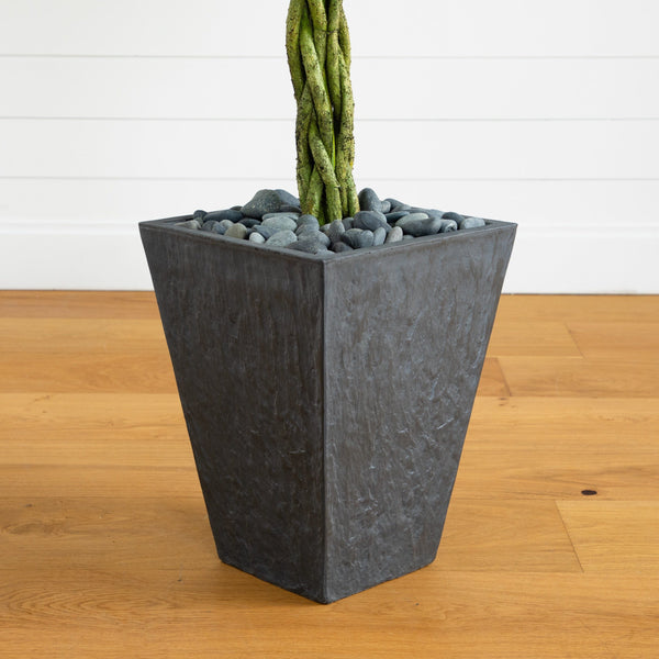 5’ Braided Ficus Artificial Tree in Slate Planter(Indoor/Outdoor)