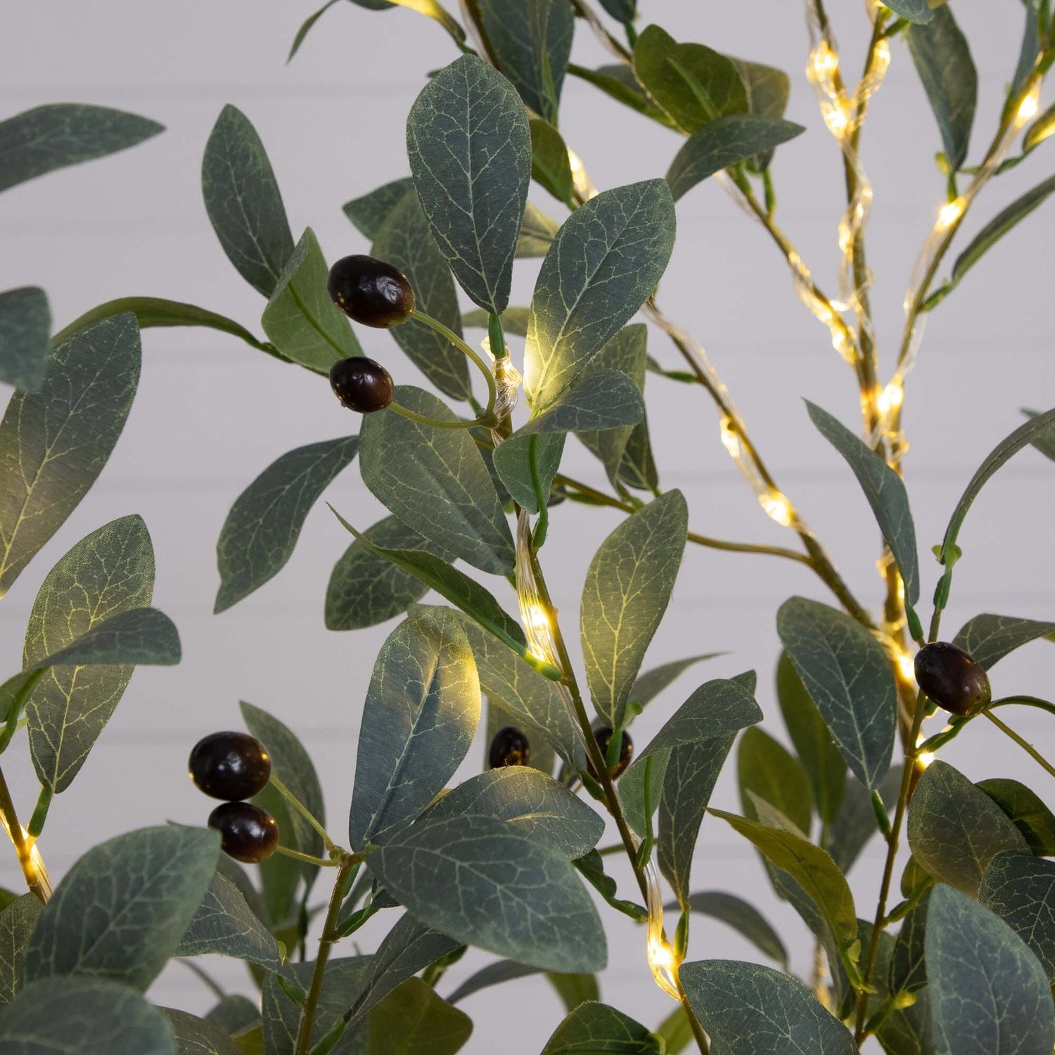 5’ Lighted Artificial Fruiting Olive Tree with 200 Warm White LED Lights