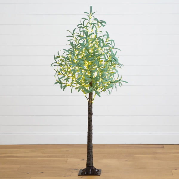 5’ Lighted Artificial Olive Tree with 300 Warm White LED Lights