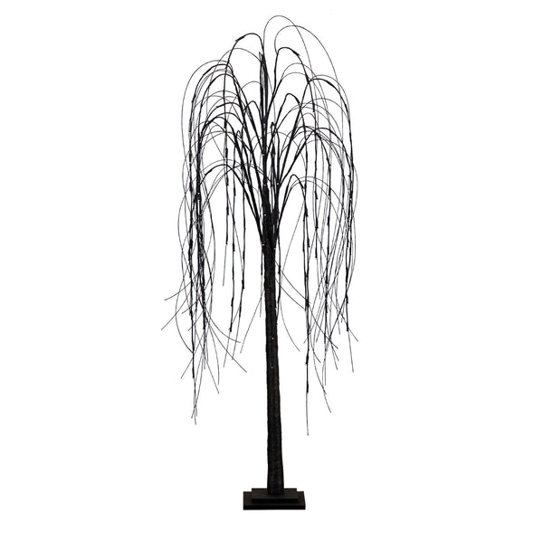 5’ Pre-Lit Halloween Black Willow Artificial Fall Tree with 144 Orange & Purple LED Lights