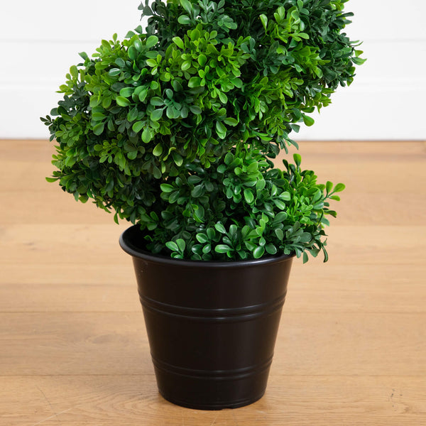 5' UV Resistant Boxwood Spiral Topiary Artificial Tree in Decorative Planter (Indoor/Outdoor)