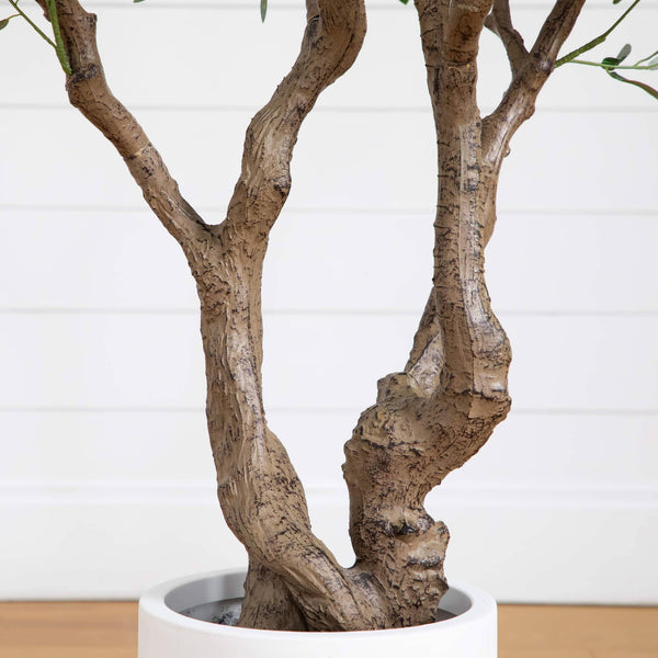 6’ Artificial Grand Olive Tree in White Decorative Planter