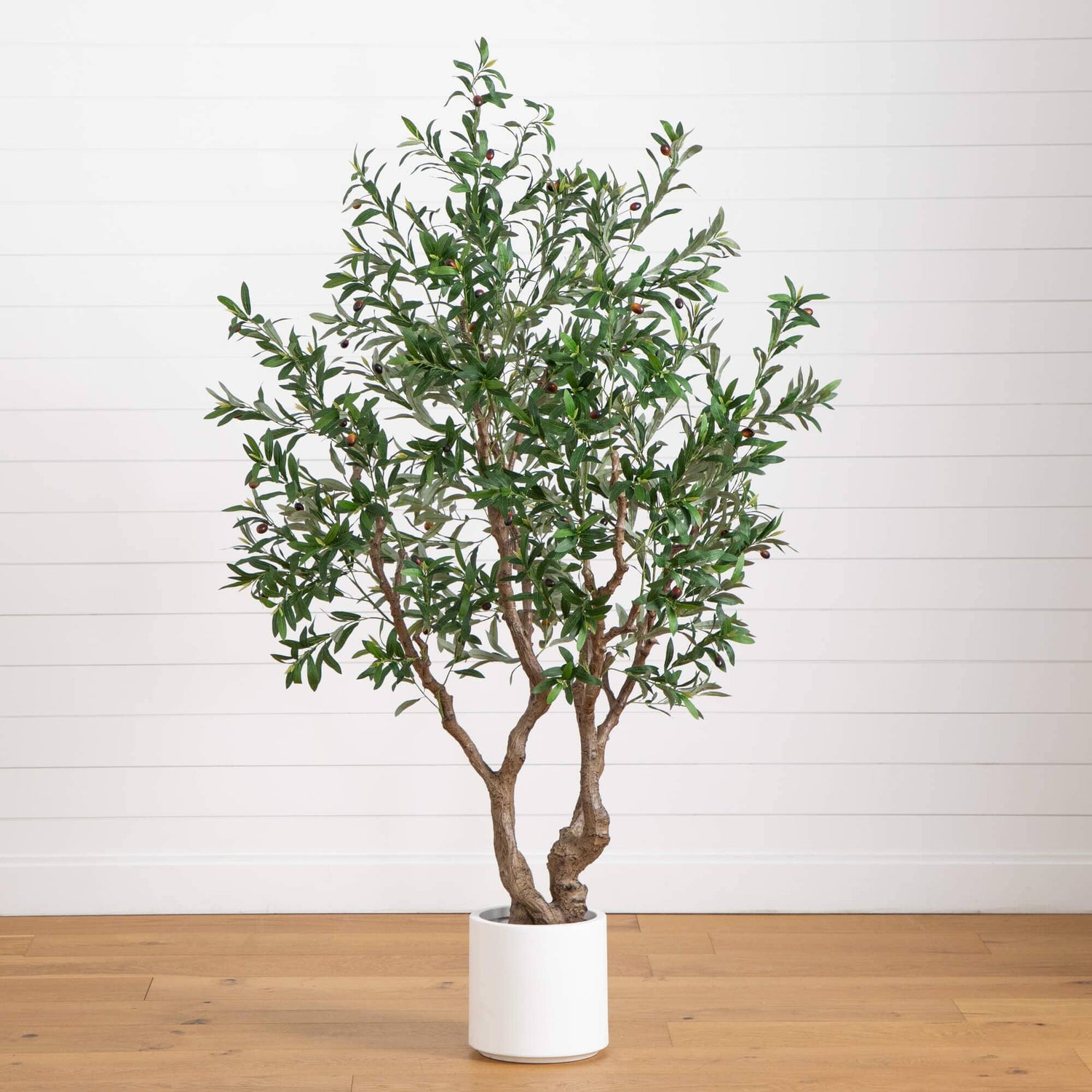 6’ Artificial Grand Olive Tree in White Decorative Planter