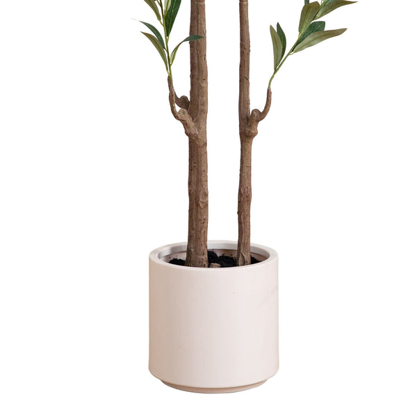 6’ Artificial Minimalist Olive Tree in White Decorative Planter