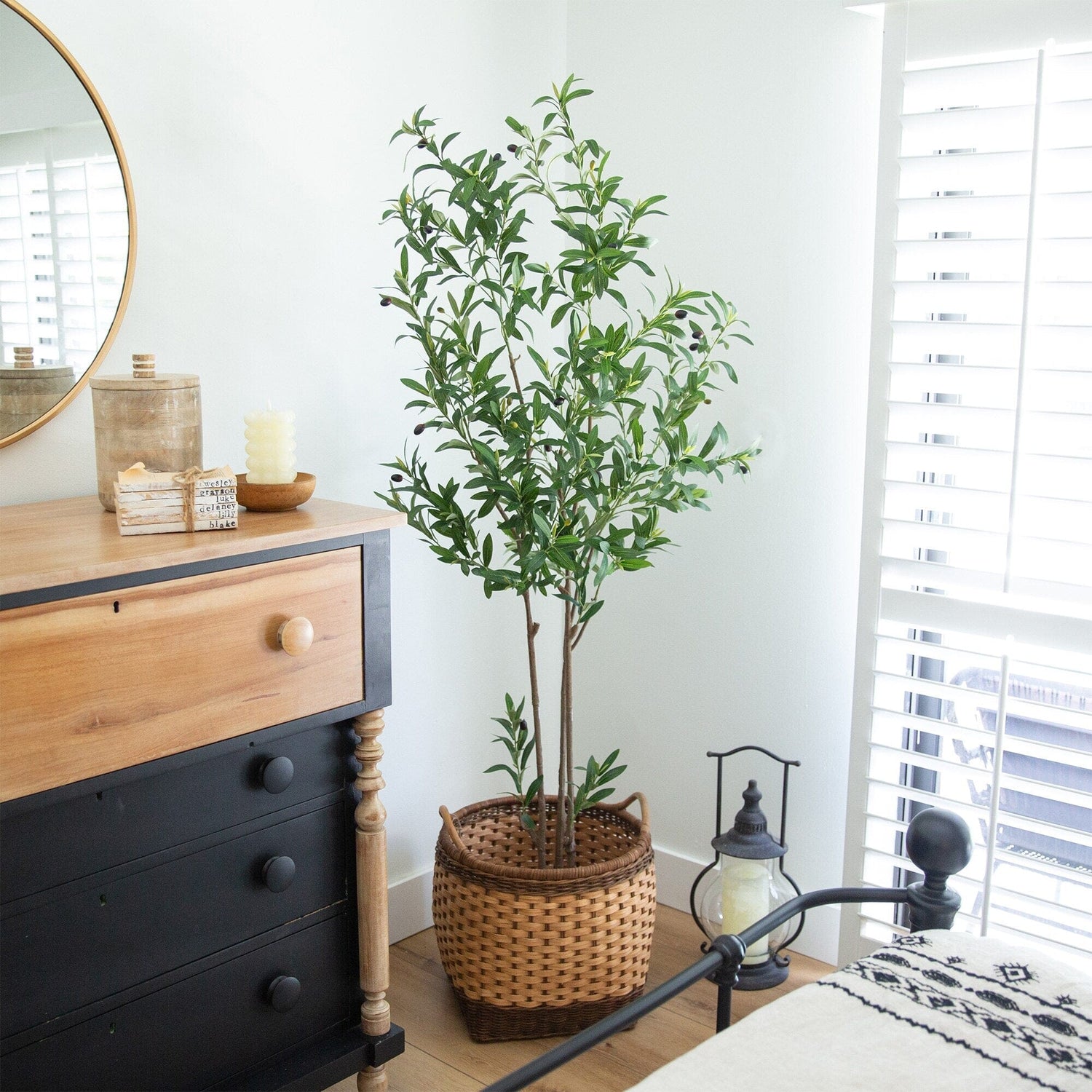 6’ Artificial Minimalist Olive Tree in White Decorative Planter