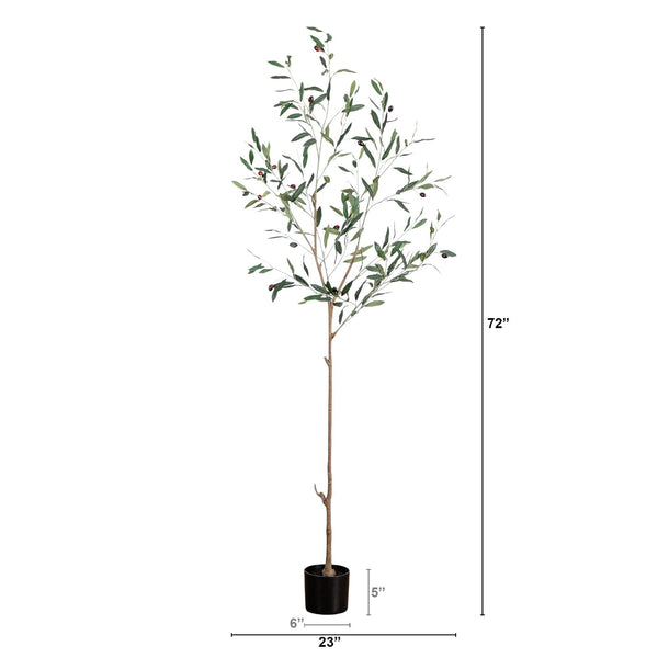 6’ Artificial Slim Minimalist Olive Tree