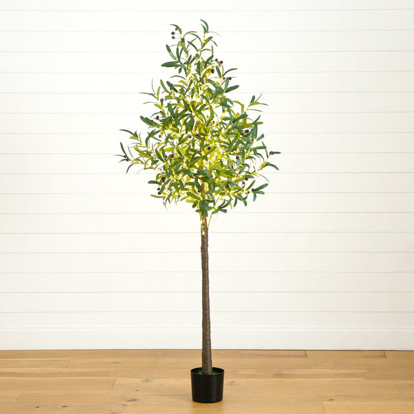 6’ Lighted Artificial Olive Tree with 300 Warm White LED Lights