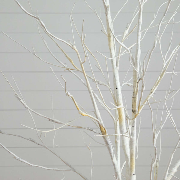 6’ Pre-Lit Artificial White Birch Tree with 90 White LED Lights