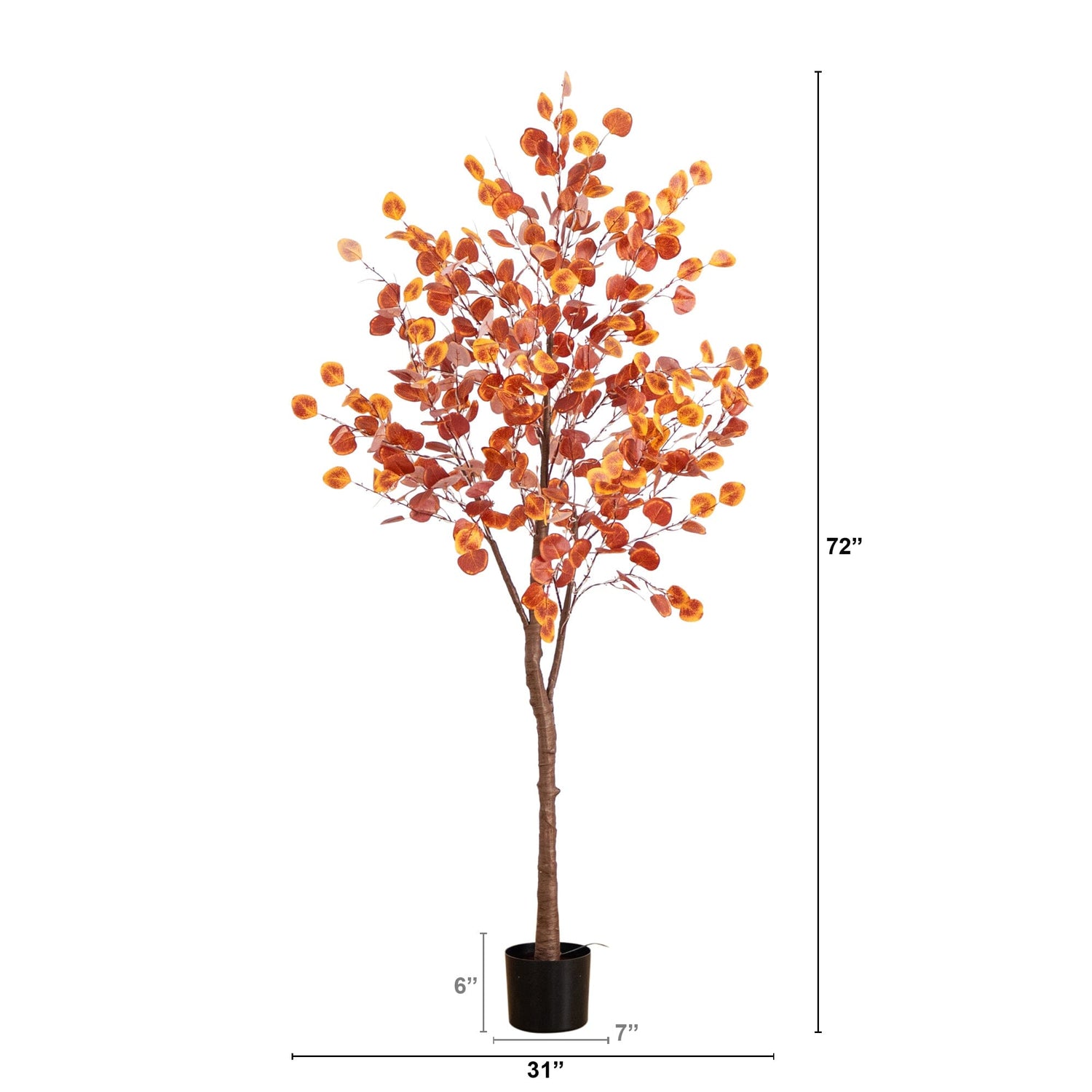 6’ Pre-Lit Autumn Eucalyptus Artificial Fall Tree with 300 Warm White LED Lights