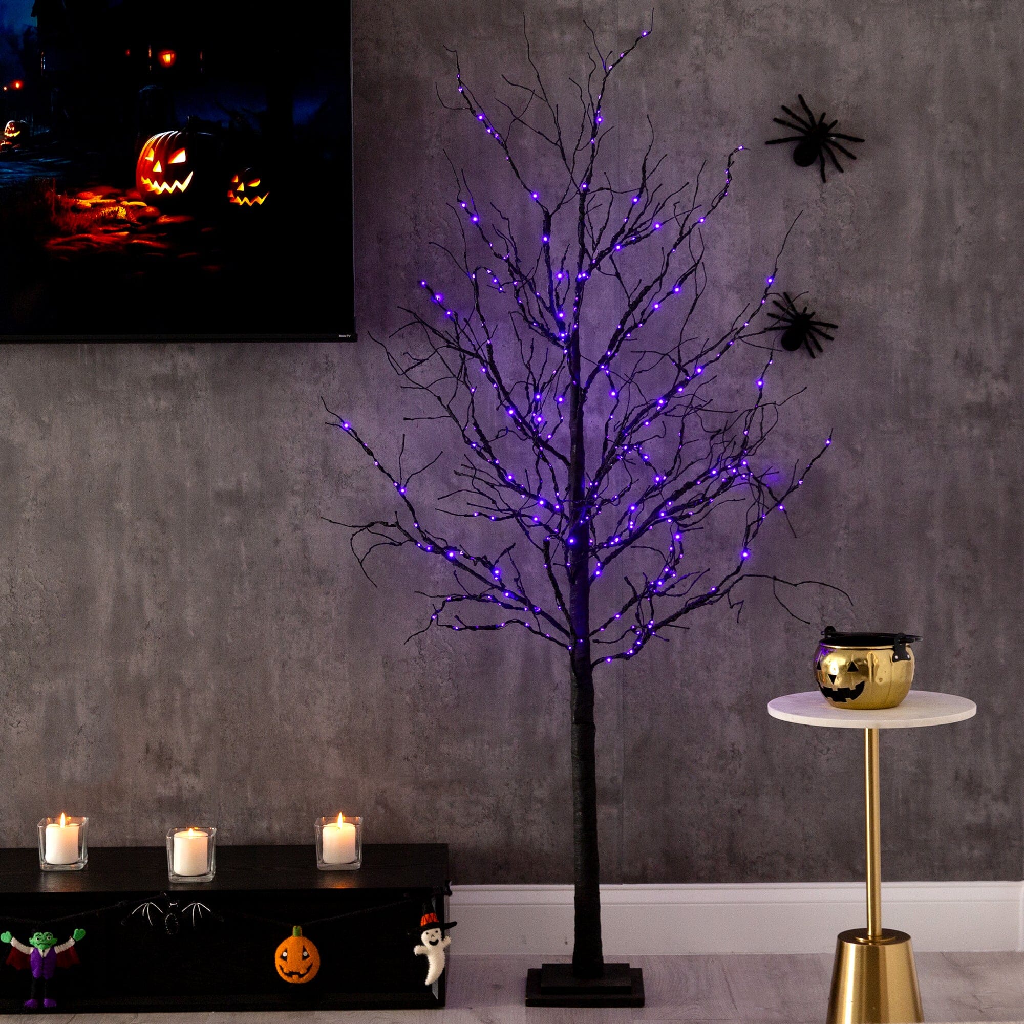 Halloween 6’ ORANGE Twig Tree 300 online LED