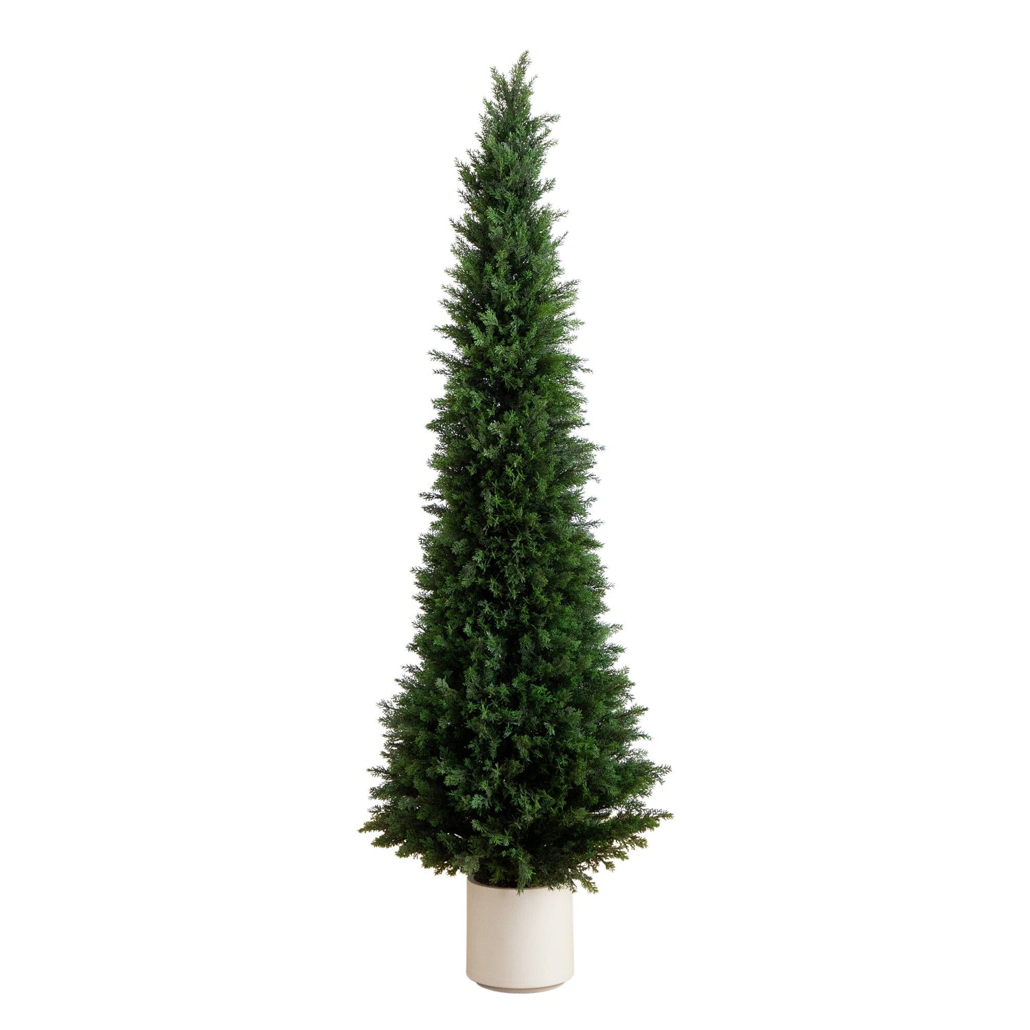 6’ UV Resistant Artificial Cedar Tree in Decorative White Planter (Indoor/Outdoor)