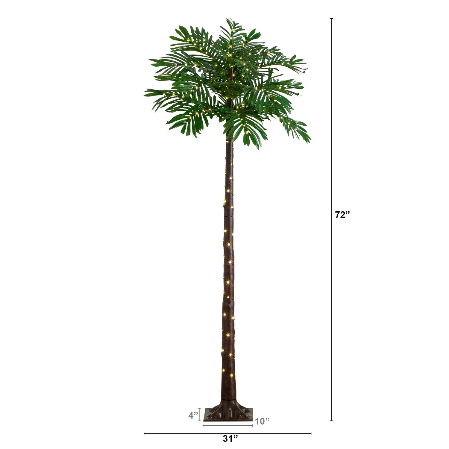 6’ UV Resistant Lighted Artificial Palm Tree with 206 Warm White LED Lights (Indoor/Outdoor)