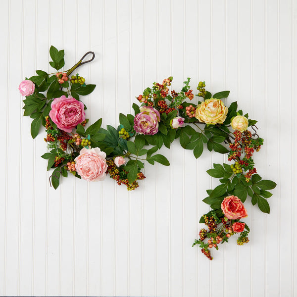 60'' Mixed Peony & Berry Garland