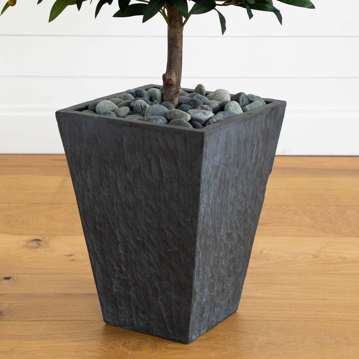 67” Olive Cone Topiary Artificial Tree in Slate Planter (Indoor/Outdoor)