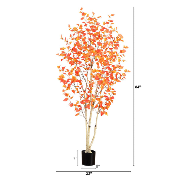 7’ Autumn Birch Artificial Fall Tree