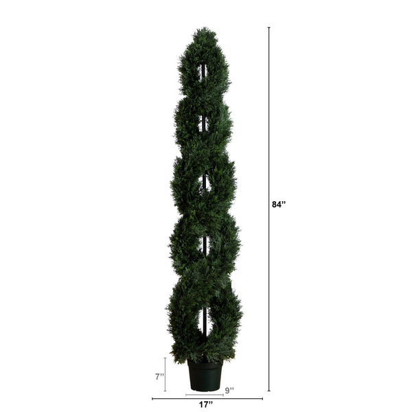 7' Double Pond Cypress Spiral Topiary UV Resistant (Indoor/Outdoor)