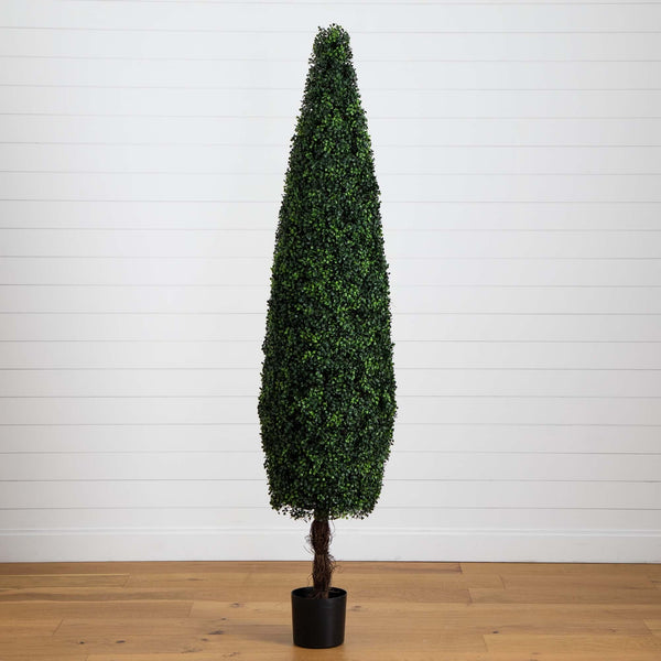 7’ UV Resistant Artificial Boxwood Topiary Cone Tree (Indoor/Outdoor)