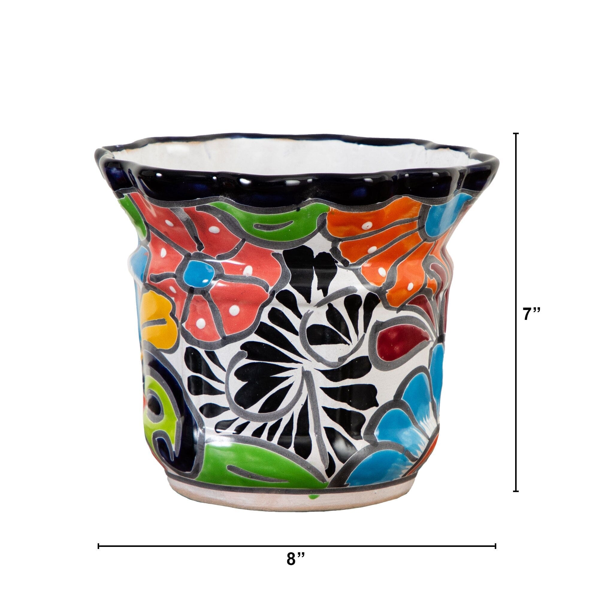 Talavera Tapered Planter Pot Mexican newest Pottery Hand Painted Home Decor Folk Art Hand Painted Multicolor 9