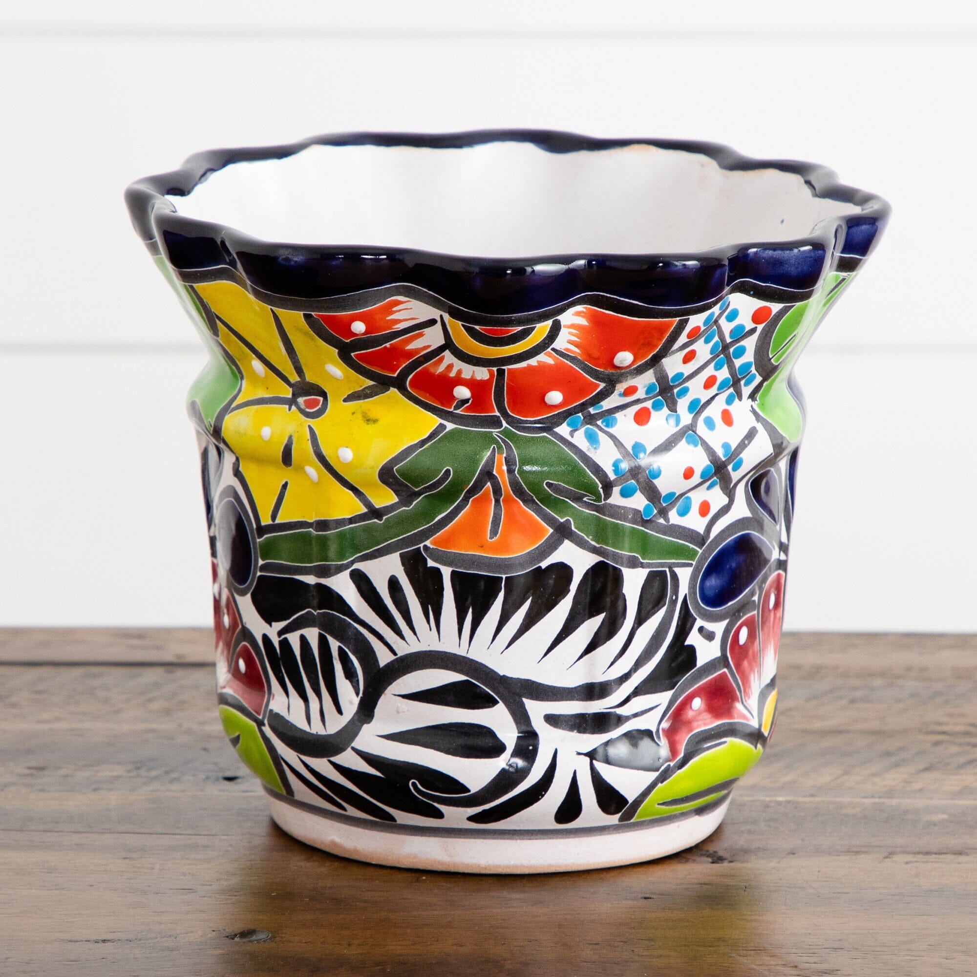 Handcrafted Talavera high quality Planter Pot Colorful Hand Painted Flowers Mexican Clay Pottery