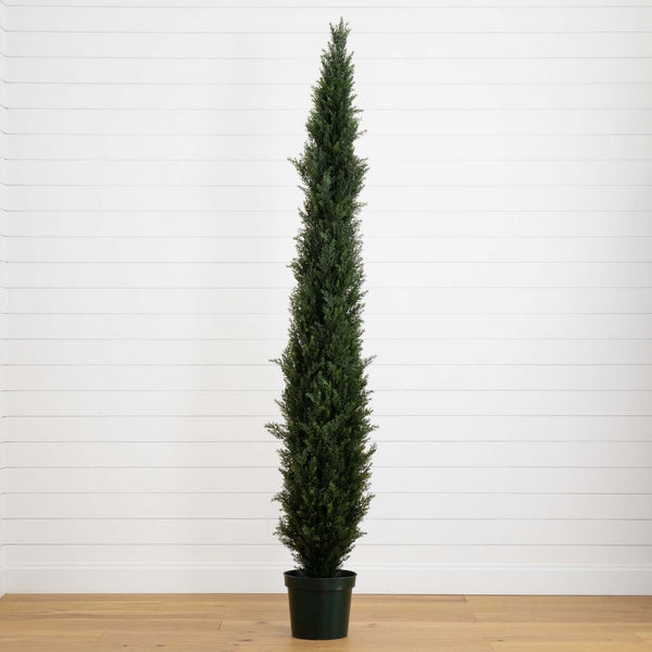 8' Mini Cedar Pine Tree w/4249 tips in 12” Pot (Two Tone Green)