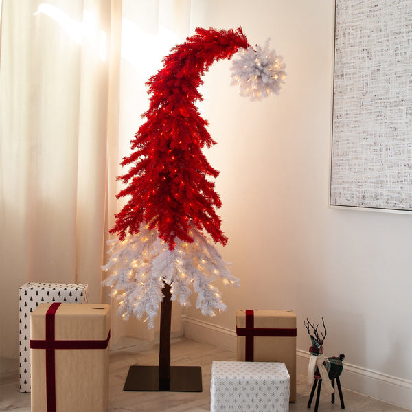 9’ Holiday Red Santa’s Hat Christmas Tree with 500 LED lights and 1272 Bendable Branches