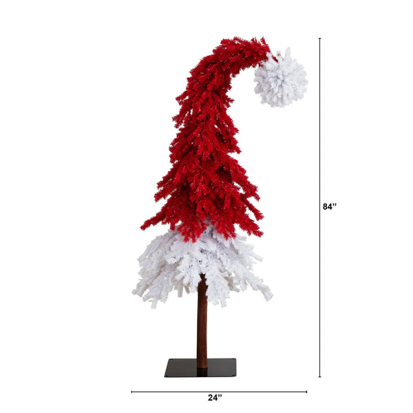 9’ Holiday Red Santa’s Hat Christmas Tree with 500 LED lights and 1272 Bendable Branches