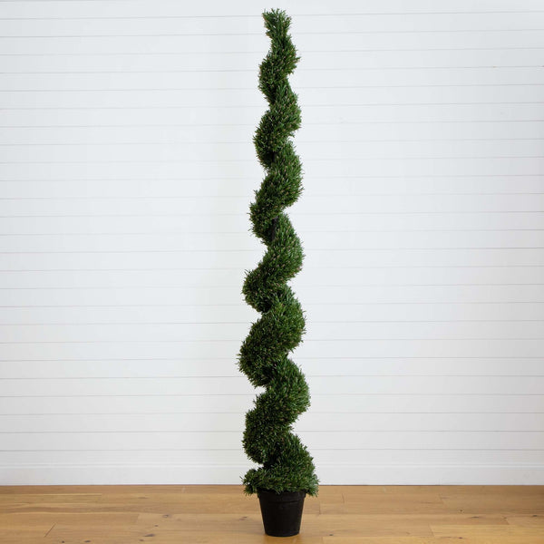 Nearly Natural 6' Artificial Green Rosemary Spiral deals Tree, (Indoor/Outdoor)