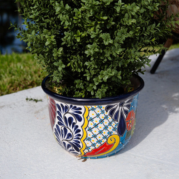 9" x 12.5" Handmade Mexican Talavera Ceramic Planter