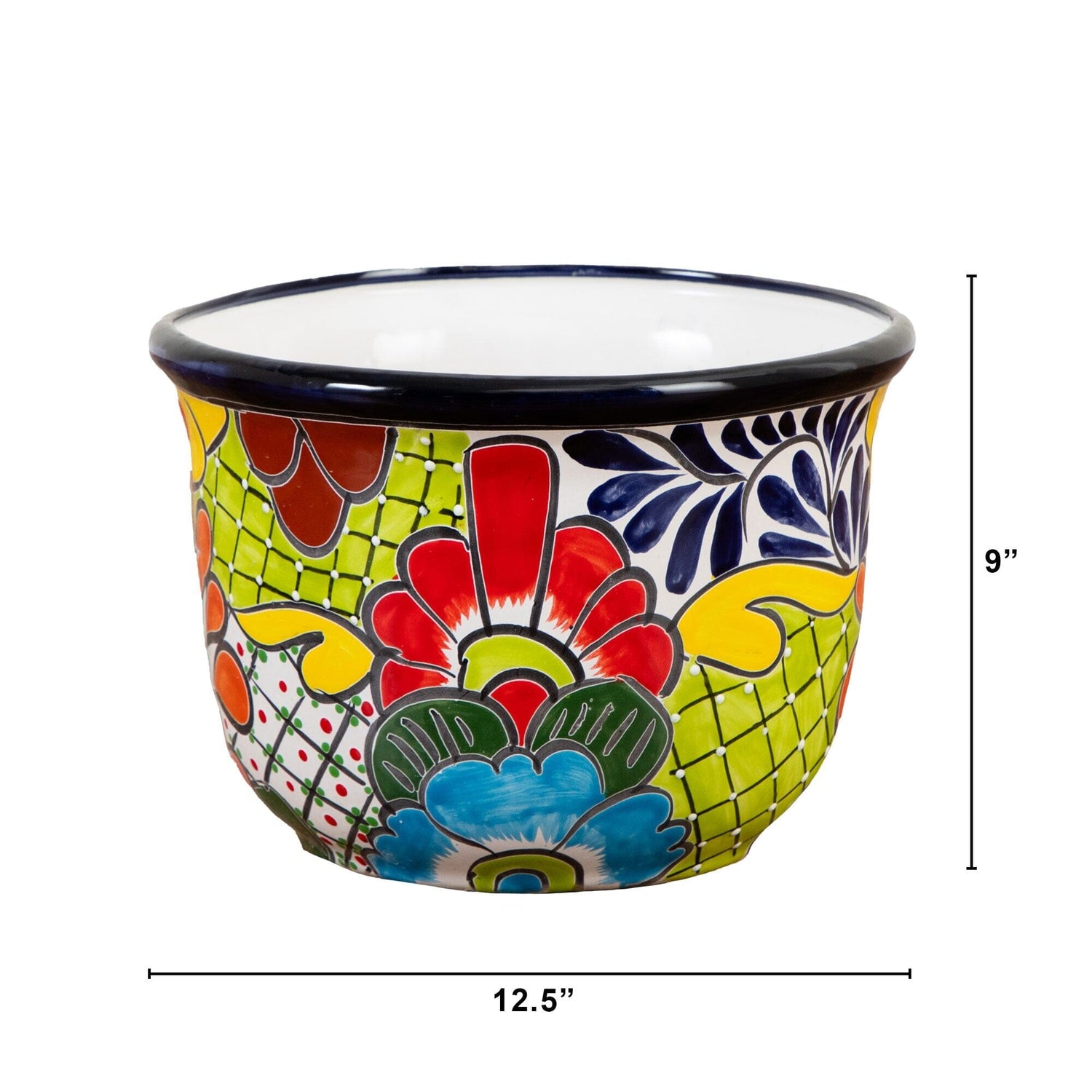 9" x 12.5" Handmade Mexican Talavera Ceramic Planter