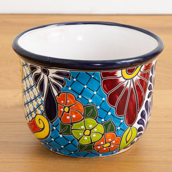 Talavera Planter Corona Scalloped Top 2024 Handmade Mexican Pottery HandPainted 7.25