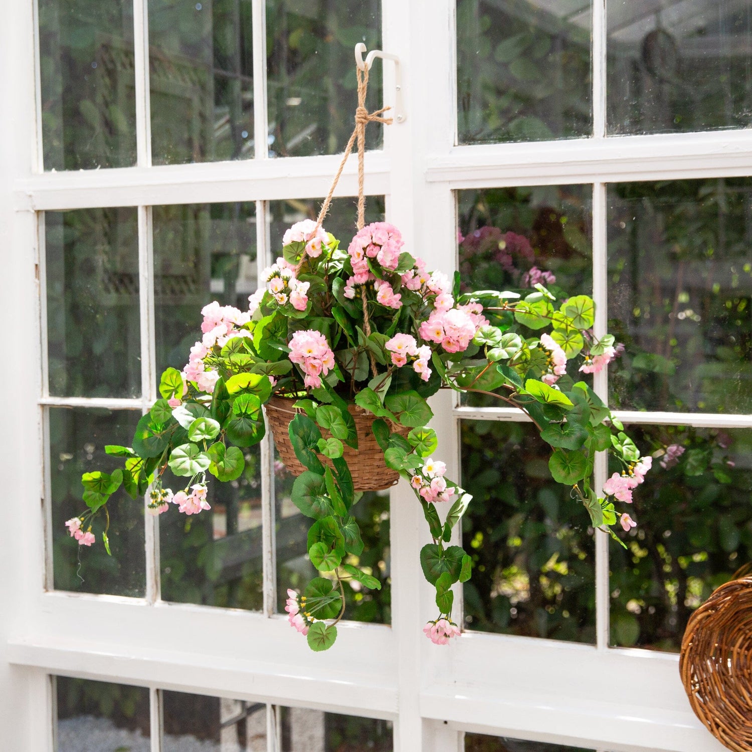 Geranium Hanging Basket Silk Plant