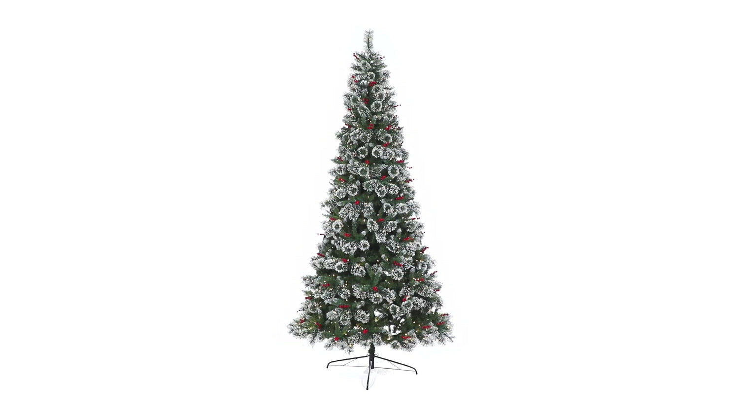 Nearly Natural 9ft. Frosted Swiss Pine Artificial Christmas Tree with 700 Clear LED Lights and Berries