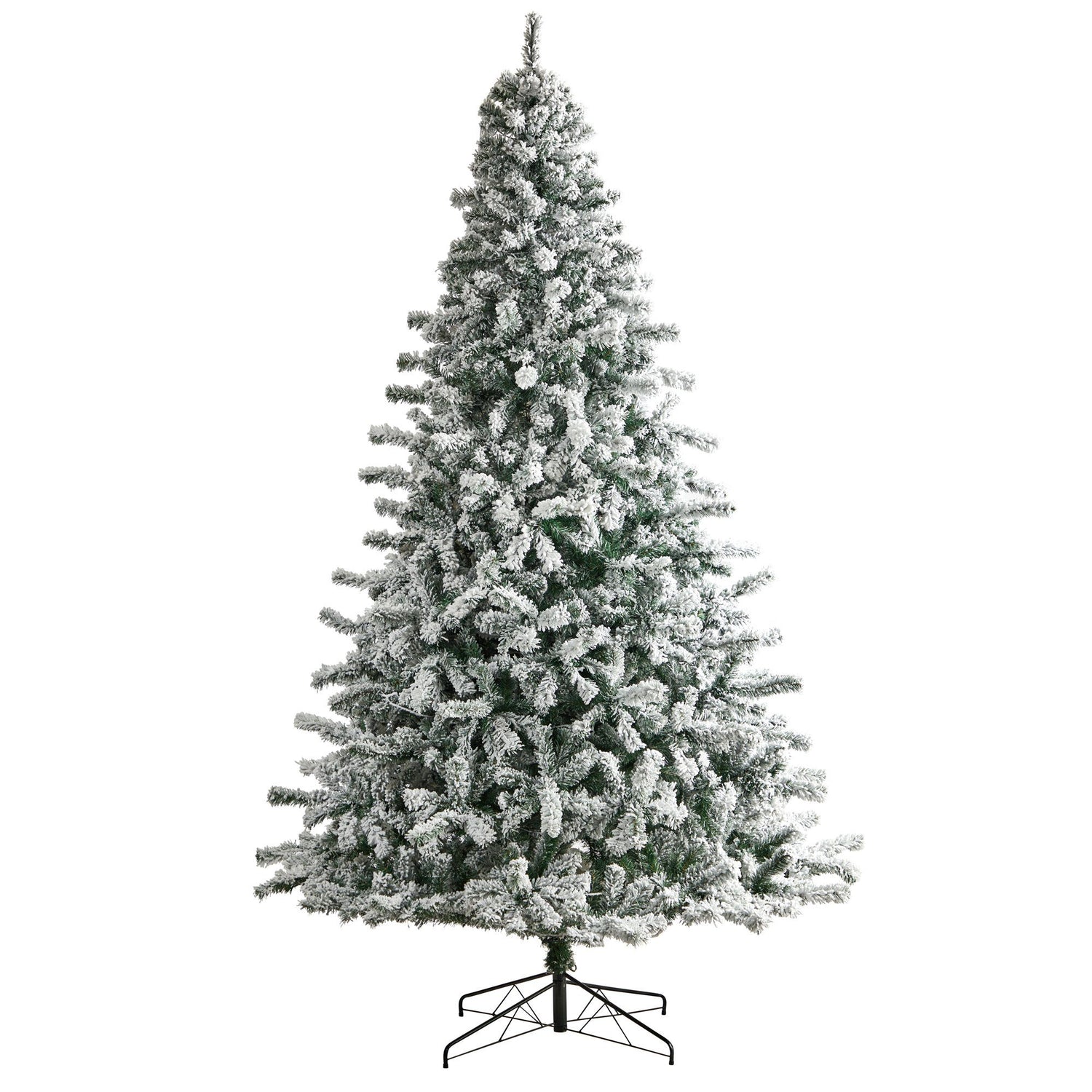 10' Flocked Rock Springs Spruce Christmas Tree with 800 LED Lights and 1880 Bendable Branches