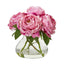 10” Peony Artificial Arrangement in Clear Glass Vase