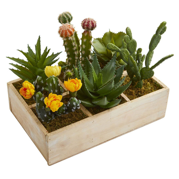 11” Mixed Succulent Garden in Tray Artificial Plant