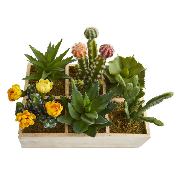 11” Mixed Succulent Garden in Tray Artificial Plant