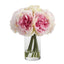 11” Peony Bouquet Artificial Arrangement in Glass Vase