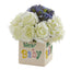 11” Rose and Hydrangea Artificial Arrangement in “New Baby” Vase