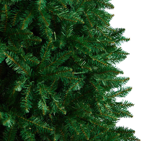 11’ Slim Green Mountain Pine Christmas Tree with 950 Clear LED Lights and 2836 Bendable Branches