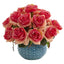 11.5’’ Rose Artificial Arrangement in Blue Ceramic Vase