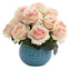 11.5’’ Rose Artificial Arrangement in Blue Ceramic Vase