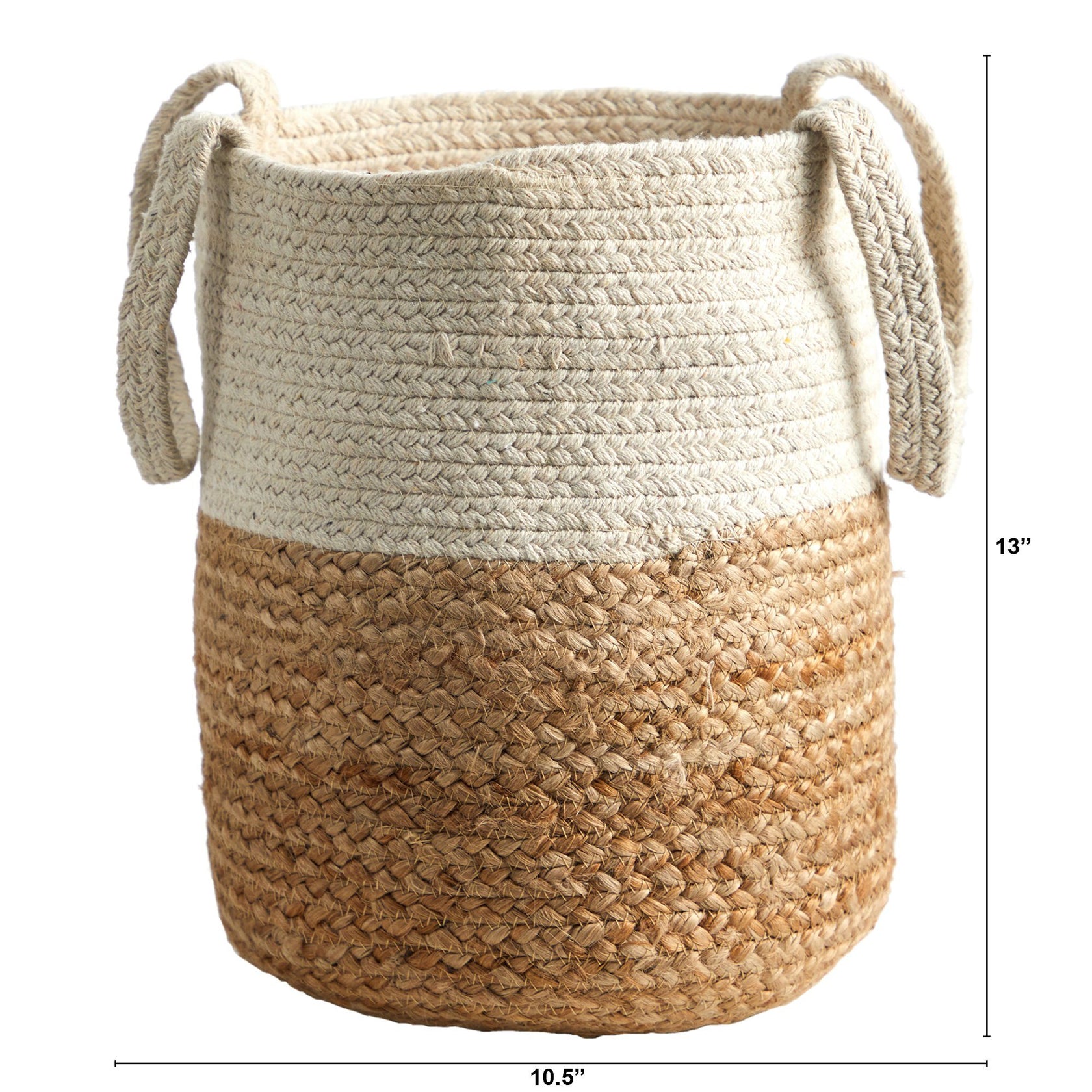 12.5” Handmade Natural Jute and Cotton Planter | Nearly Natural