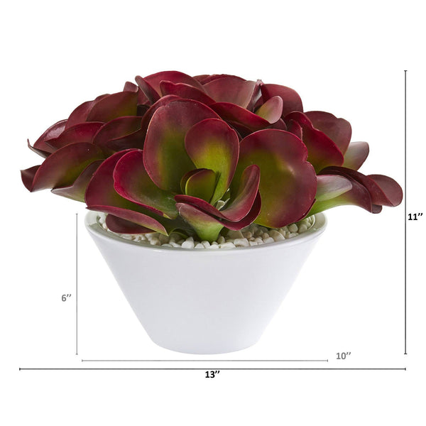 13” Succulent Artificial Plant in White Bowl