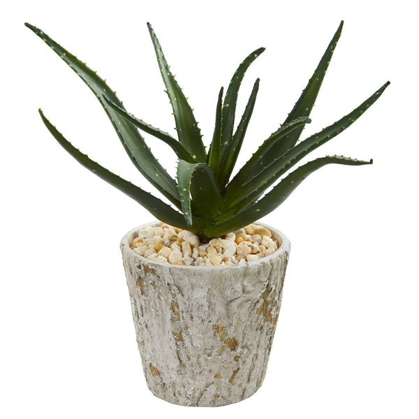 16” Aloe Artificial Plant in Weathered Planter